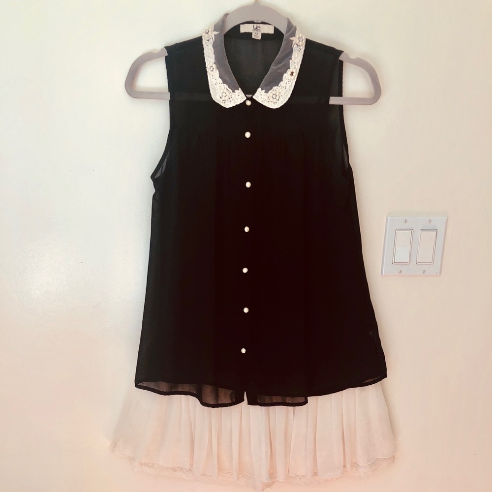 Black, lace and pearls perfect blouse